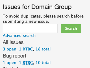 Issues for domain group